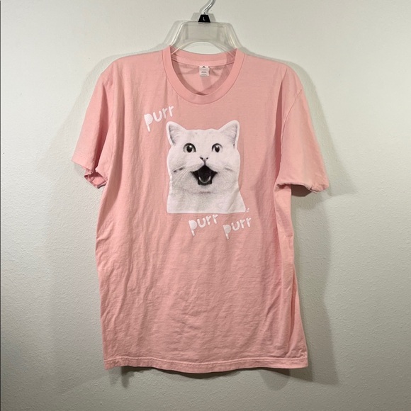 Tultex Pink Cat Graphic Tee women’s size large all cotton - Picture 9 of 9